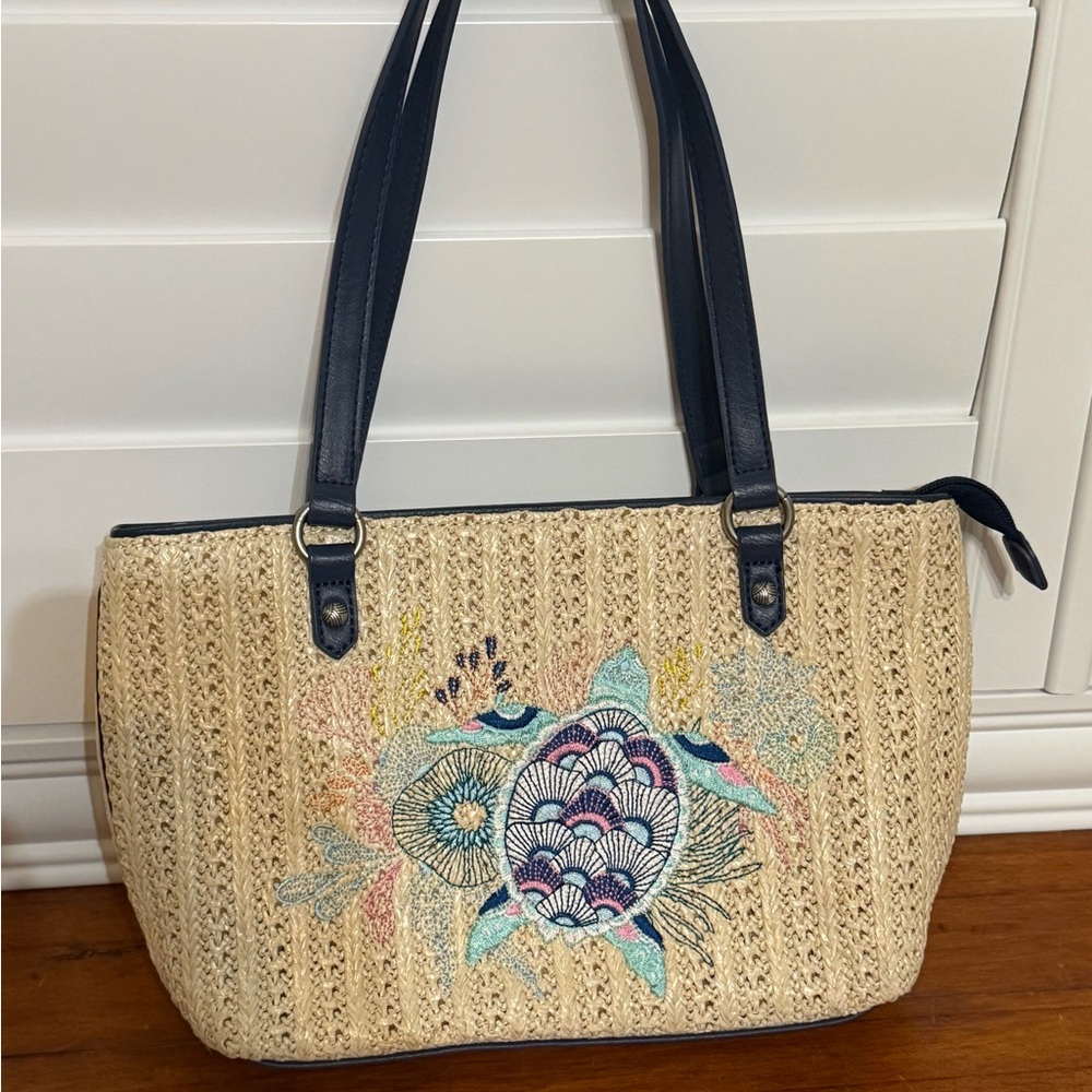 Sakroots The Ellis Straw Small Satchel, Turtle
